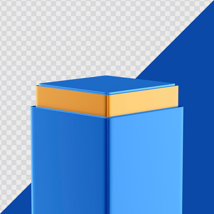 Realistisch blauw podium in 3D-rendering