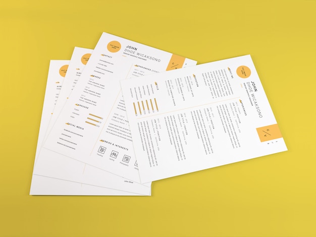 PSD realistisch briefformaat curriculum vitae mockup tempate