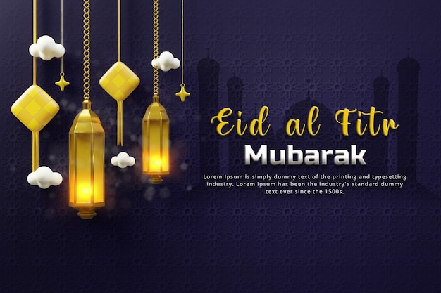 Realistisch eid al fitr afbeelding achtergrond eid alfitr social media banner ontwerp