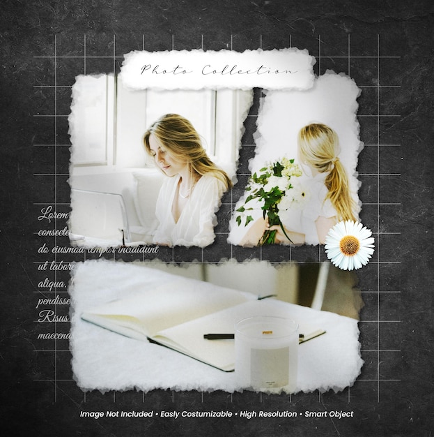 Realistisch en minimalistisch moodboard polaroid fotopapier frame mockup met schaduwoverlay