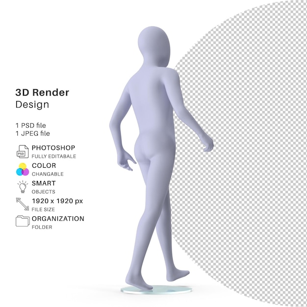 PSD realistisch flexibel kindermannequin balancerend pose 3d-modellering psd-bestand