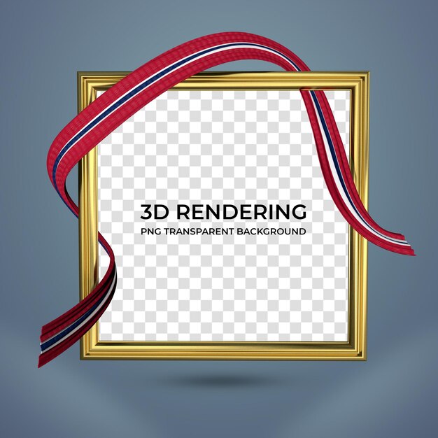 Realistisch frame en lint met de vlag van noorwegen kleuren 3d-rendering transparante achtergrond