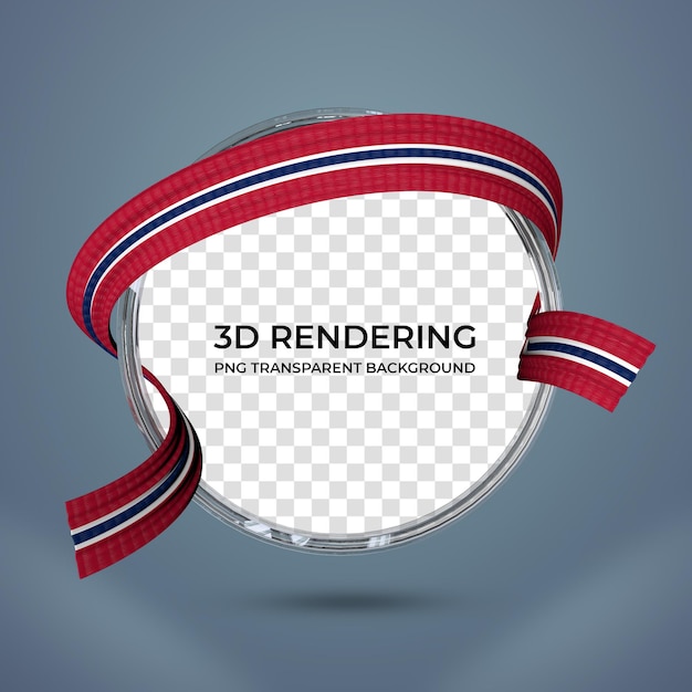 Realistisch frame en lint met de vlag van noorwegen kleuren 3d-rendering transparante achtergrond