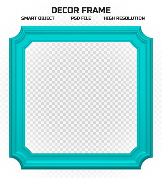 PSD realistisch glanzend cyan rand frame in hoge resolutie voor foto decoratie