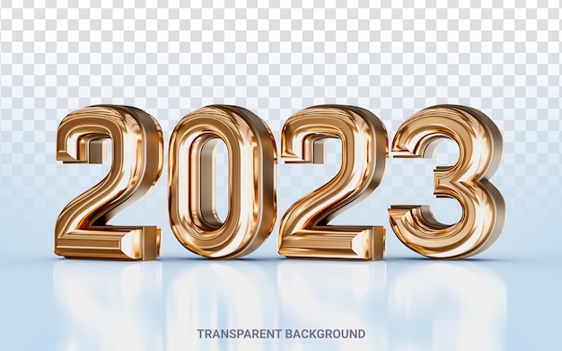 PSD realistisch glanzend gelukkig nieuwjaar 2023 met gouden 3d geef concept voor bannerafficheachtergrond terug