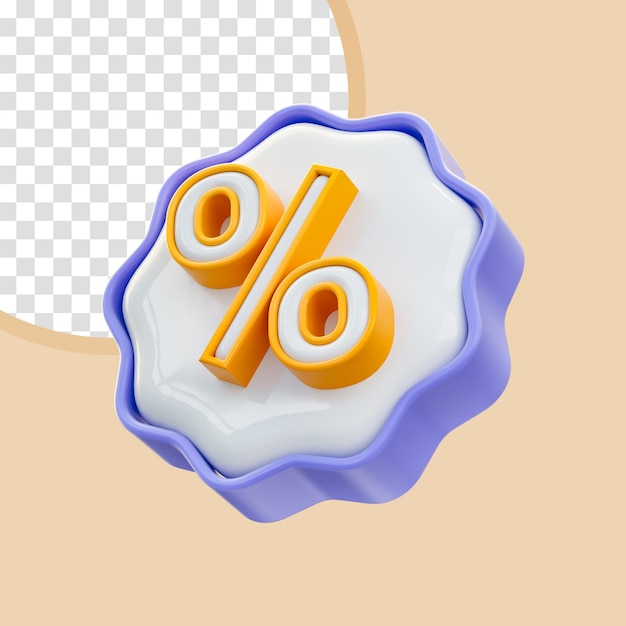 Realistisch glanzend percentage badgepictogram 3d render voor verkoopt aanbieding korting