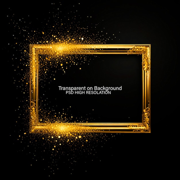 Realistisch gouden raamontwerp op doorzichtige achtergrond