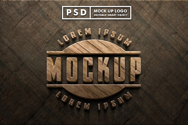 PSD realistisch houten logo mock-up premium psd