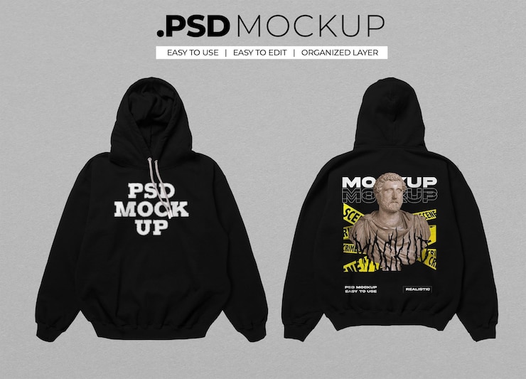 PSD realistisch mockup met zwarte hoodie