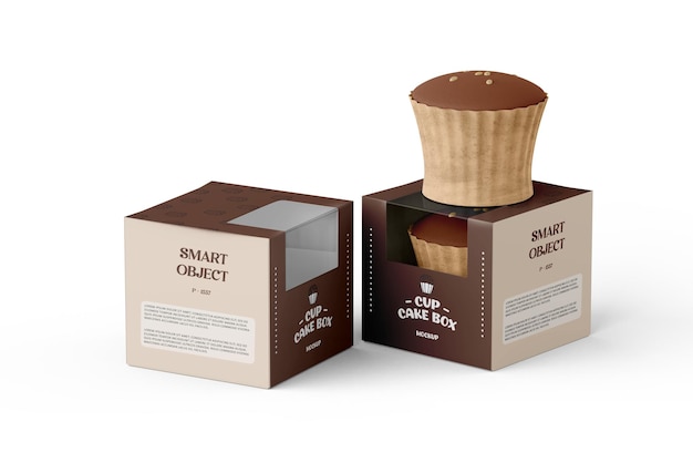 Realistisch model van een enkele cupcake doos