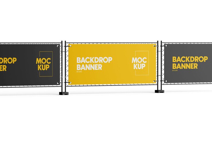 Realistisch model van een hekbanner voor bouwwerk