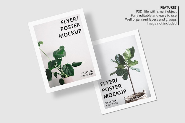 PSD realistisch papier of flyer brochure mockup-ontwerp