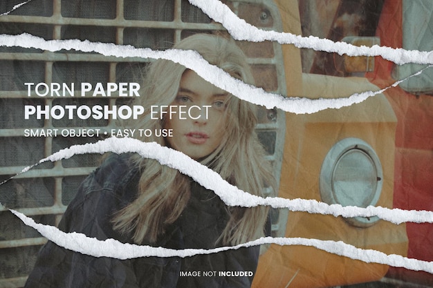 realistisch photoshop-effect gescheurd papier mockup psd