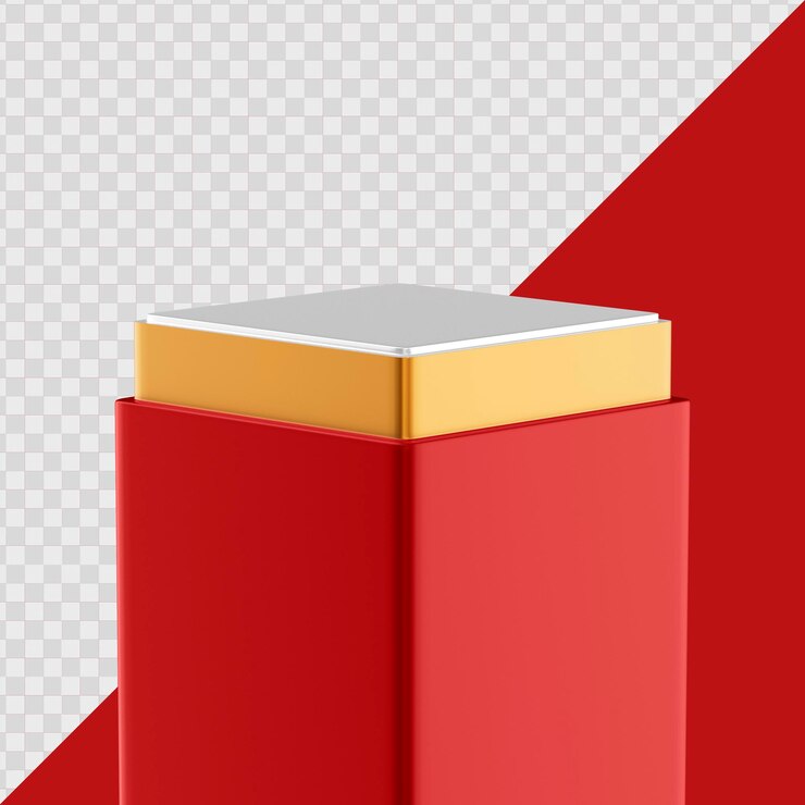 Realistisch rood en goud podium in 3D-rendering