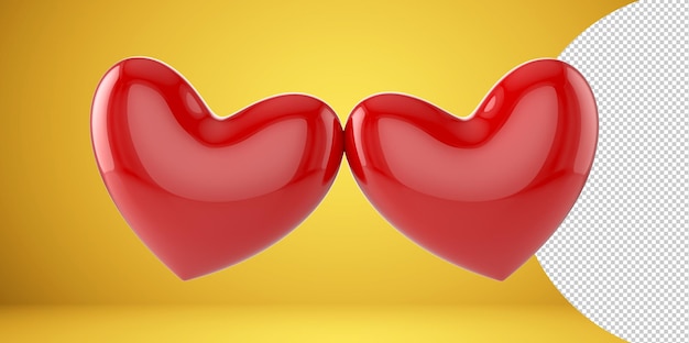 Realistisch rood hart. Geïsoleerde transparante PNG. Valentijnsdag wenskaart achtergrond. 3D-pictogram. Rom