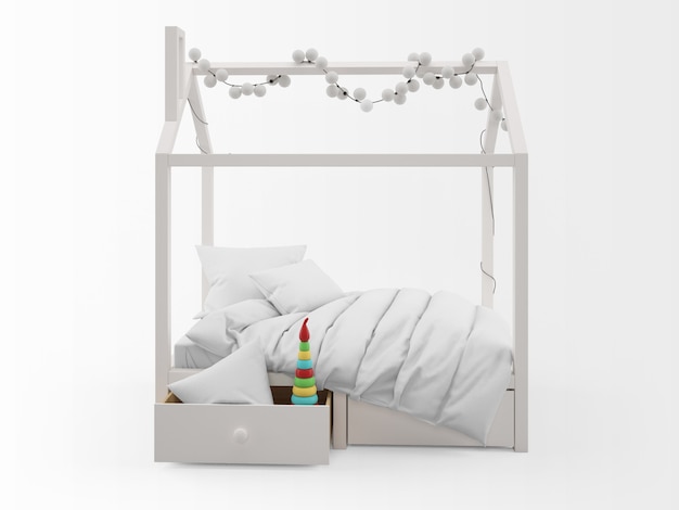 realistisch schattig kinderbed met huisvorm
