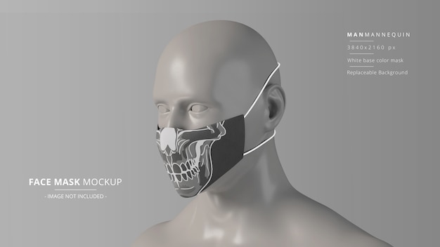 PSD realistisch stoffen gezichtsmasker mockup linker perspectief