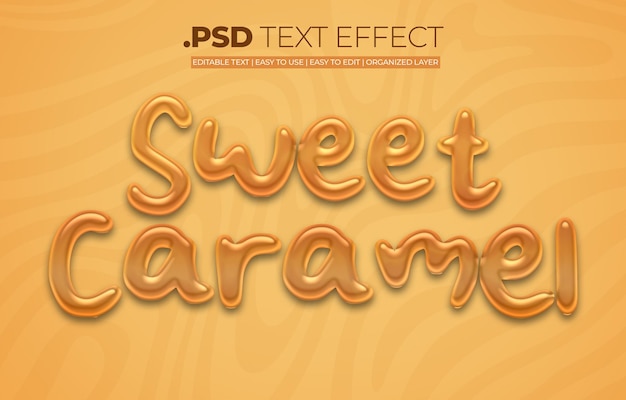 PSD realistisch sweet caramel-tekststijleffect