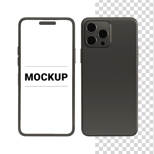 Realistisch voor- en achteraanzicht zwart iphone-mockup