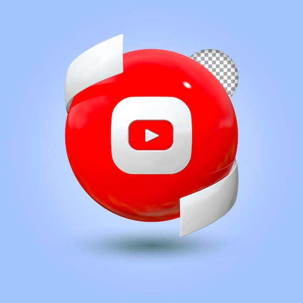 Realistisch youtube-pictogram 3d-rendering premium psd