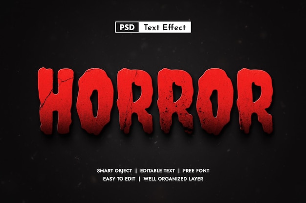 Realistische 3D bewerkbare teksteffect logo mockup sjabloon met horror en enge textuurstijl