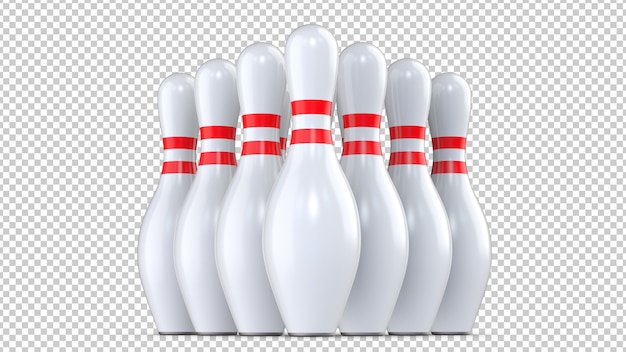 Realistische 3d-bowling pinnen