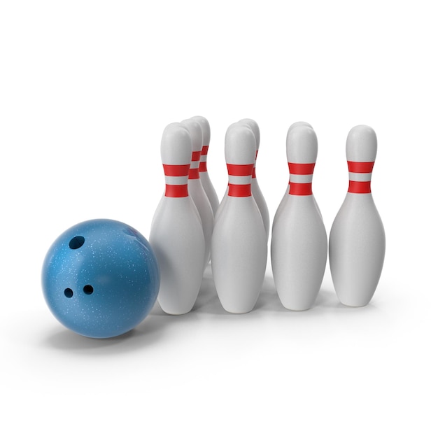 Realistische 3D bowling set PSD-bestanden gedetailleerde sport en recreatie kunst