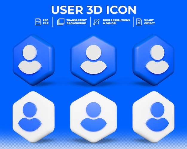 PSD realistische 3d-gebruikersprofiel geïsoleerd 3d-pictogram