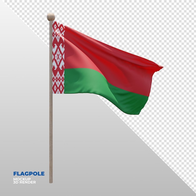 Realistische 3D gestructureerde vlaggenmast van Wit-Rusland