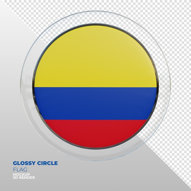 Realistische 3d getextureerde glanzende cirkel vlag van Colombia