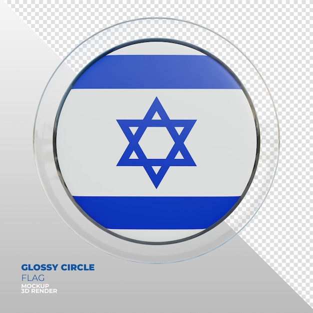 PSD realistische 3d getextureerde glanzende cirkel vlag van israël