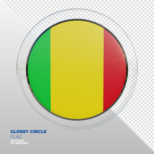 PSD realistische 3d getextureerde glanzende cirkel vlag van mali