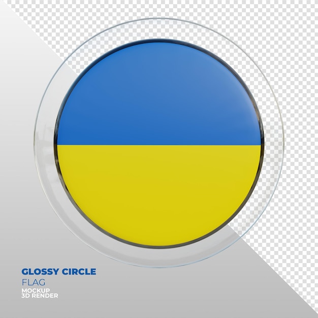 PSD realistische 3d getextureerde glanzende cirkel vlag van oekraïne