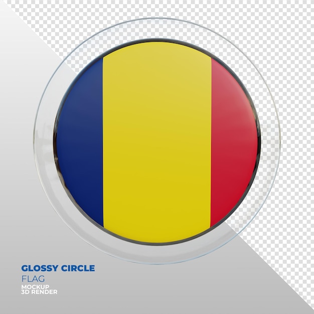 PSD realistische 3d getextureerde glanzende cirkel vlag van tsjaad