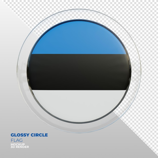 PSD realistische 3d getextureerde glanzende cirkelvlag van estland