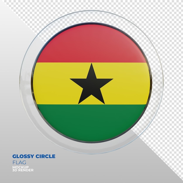 Realistische 3d getextureerde glanzende cirkelvlag van ghana