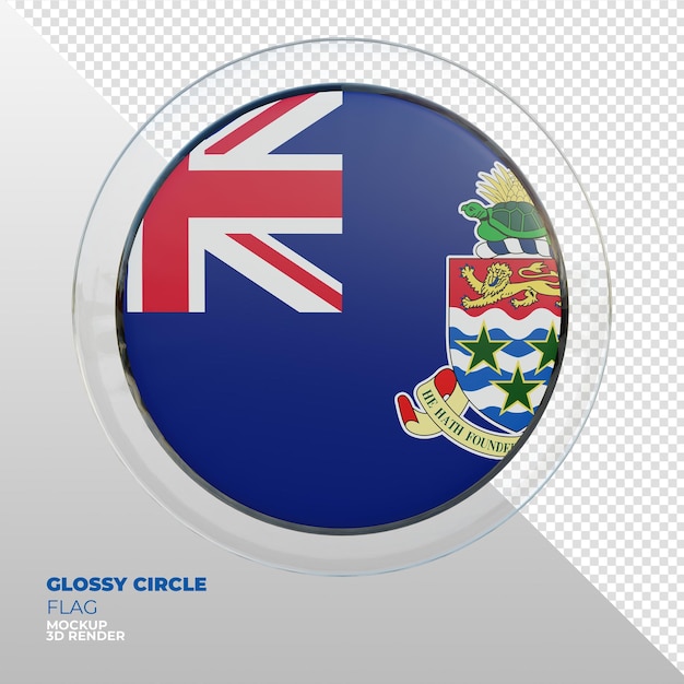 PSD realistische 3d getextureerde glanzende cirkelvlag van kaaimaneilanden