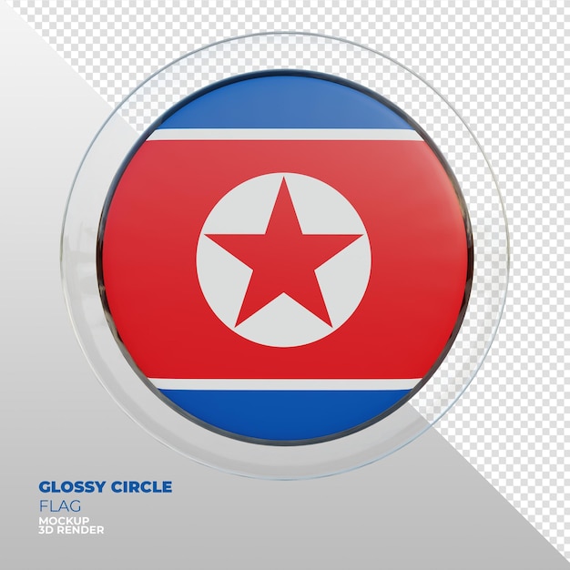 PSD realistische 3d getextureerde glanzende cirkelvlag van noord-korea