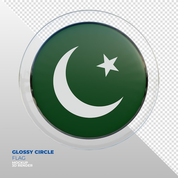 PSD realistische 3d getextureerde glanzende cirkelvlag van pakistan