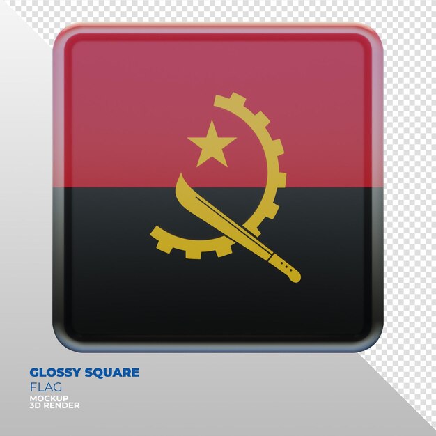 Realistische 3d getextureerde glanzende vierkante vlag van angola