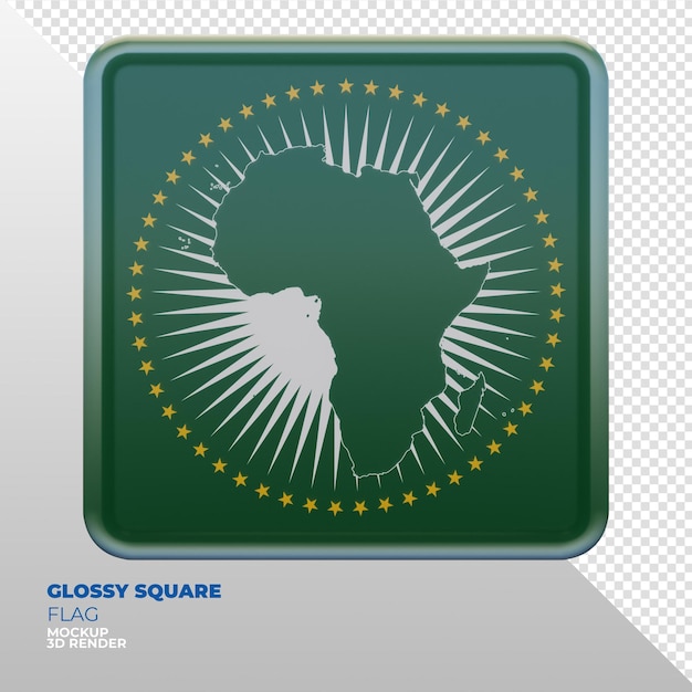 PSD realistische 3d getextureerde glanzende vierkante vlag van de afrikaanse unie
