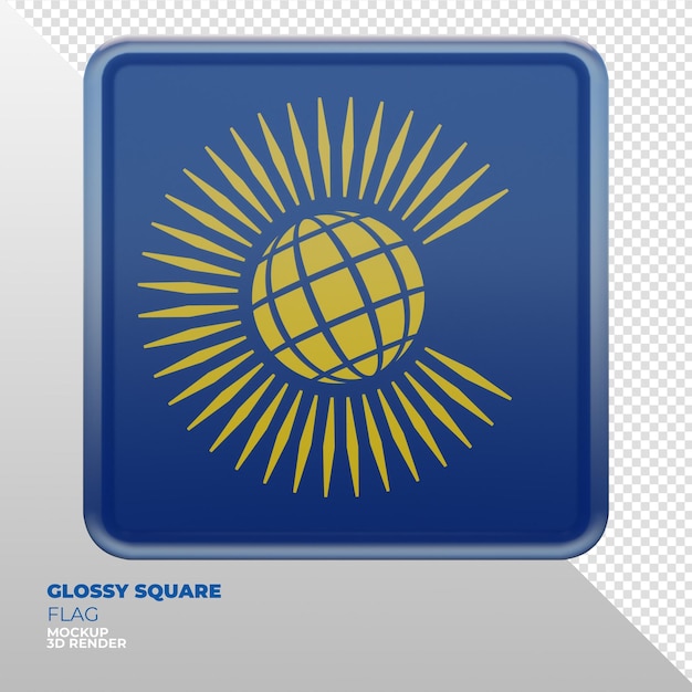 Realistische 3d getextureerde glanzende vierkante vlag van het Gemenebest van Naties