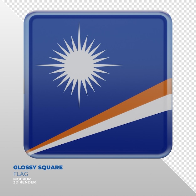 Realistische 3d getextureerde glanzende vierkante vlag van Marshalleilanden