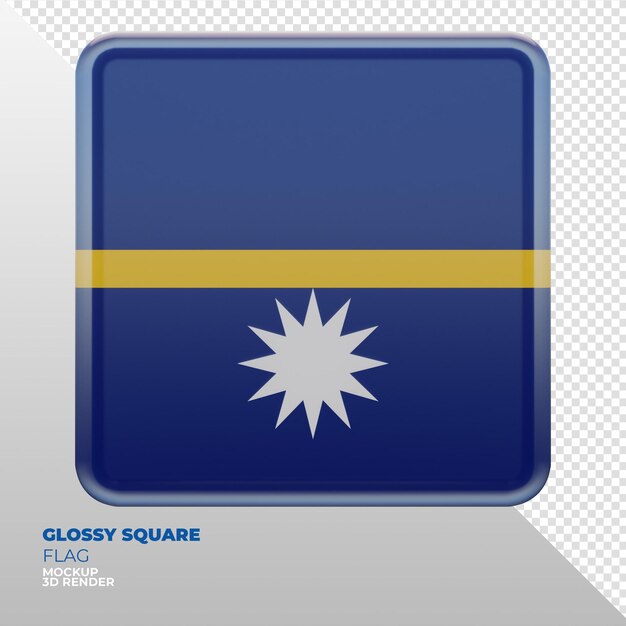 PSD realistische 3d getextureerde glanzende vierkante vlag van nauru