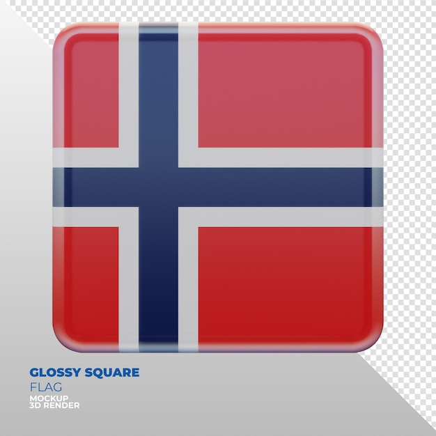Realistische 3d getextureerde glanzende vierkante vlag van Noorwegen