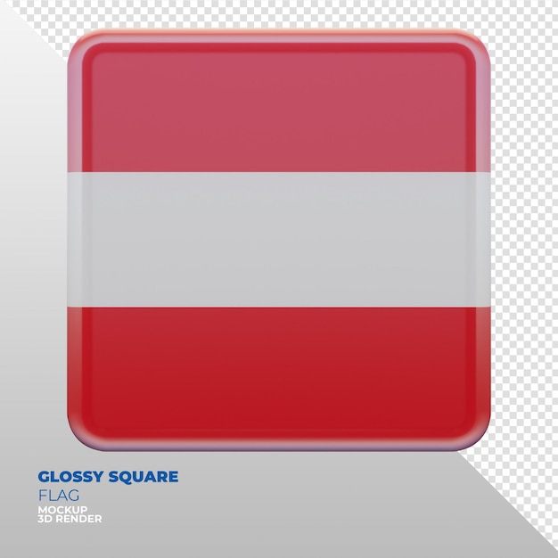 PSD realistische 3d getextureerde glanzende vierkante vlag van oostenrijk