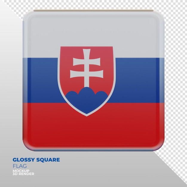 PSD realistische 3d getextureerde glanzende vierkante vlag van slowakije