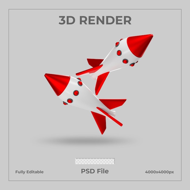 Realistische 3D-raket die boven je hoofd vliegt