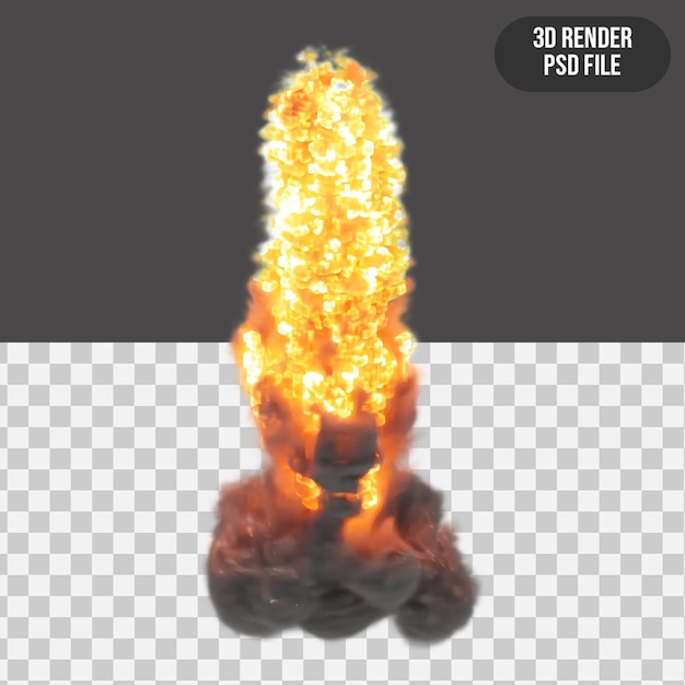 PSD realistische 3d render bomexplosie hoge kwaliteit