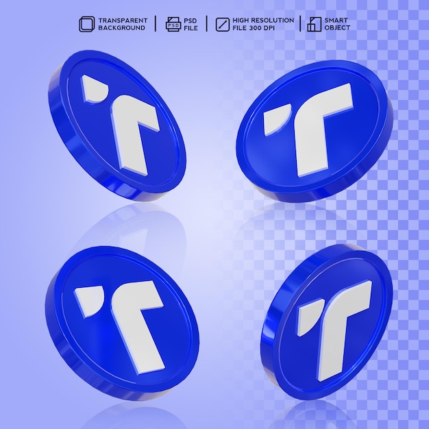 PSD realistische 3d render token trueusd munt cryptocurrency